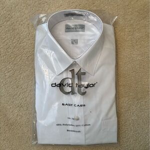 David Taylor White Long Sleeve Men’s Dress Shirt